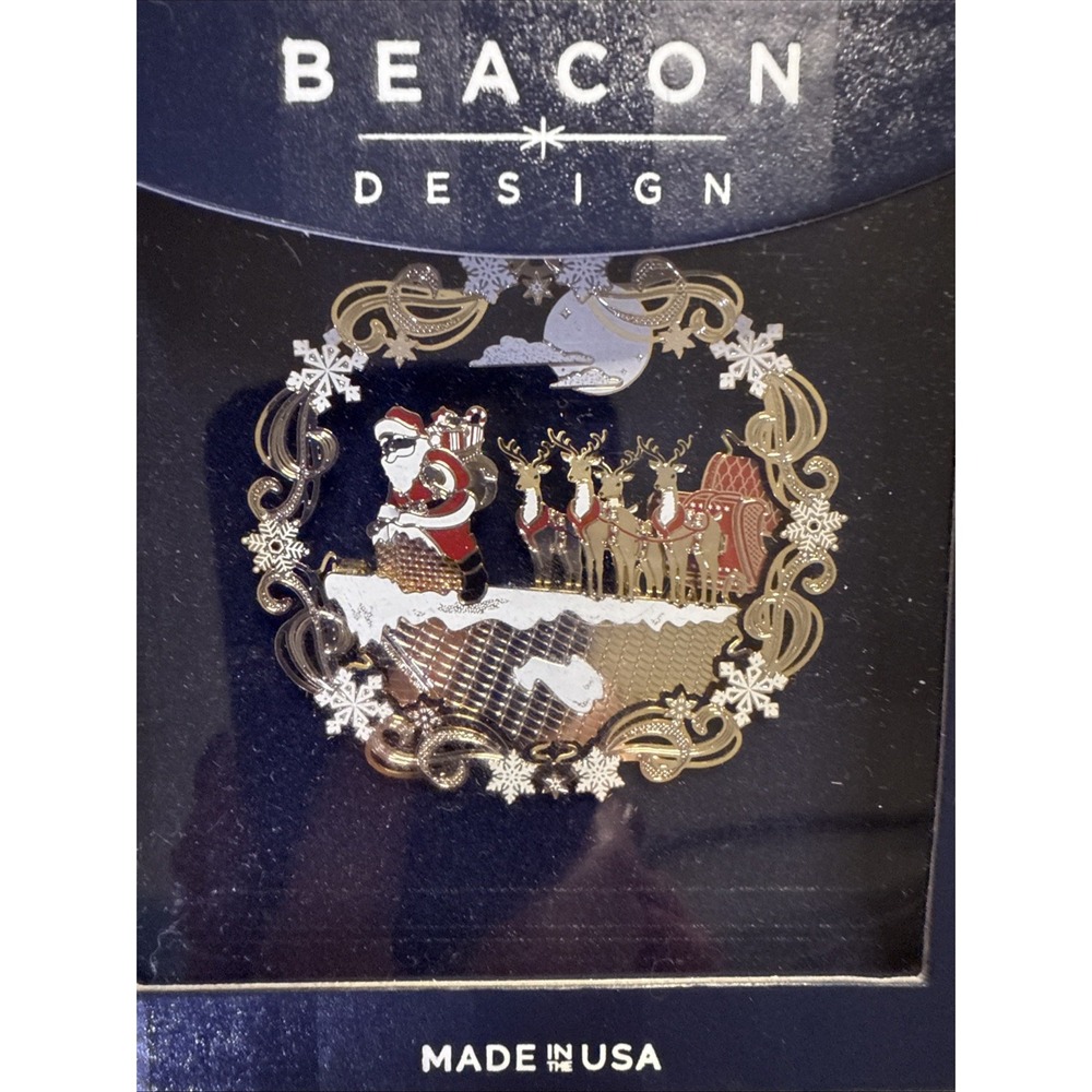Beacon Design Ornament ROOF TOP SANTA Christmas, Handcrafted In USA, 24 Kart